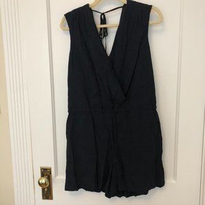 Navy Floral Jacquard Romper